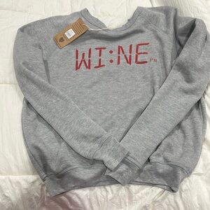 Gray Sweatshirt with Red Wine Graphic